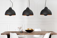 Elegante Hängelampe STUDIO 3 110cm schwarz Blattgold-Optik drei Schirme