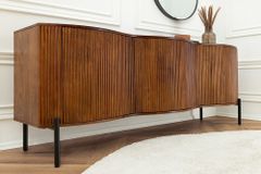 Massives Sideboard GRANDEUR 180cm braun Mangoholz schwarz Metall