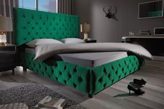 Design Boxbett PARIS 180x200cm dunkelgrün Samt Chesterfield Doppelbett