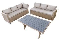 Outdoor Sitzgruppe MONACO 240cm natur Polyrattan Gartenmöbel-Set Ecklounge wetterfest