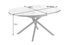 Ausziehbarer Esstisch MIKADO 120-160cm weiß Keramik oval schwarz Sterngestell