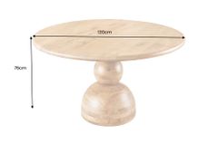 Massiver Esstisch MAESTRO 130cm creme Mangoholz rund mit Säulenfuß
