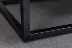 Massives Highboard LION 120cm creme Mangoholz schwarz Metall 3D Schnitzereien Kunstwerk