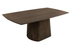 Design Esstisch GRAND 200cm dunkelbraun Mangoholz Bootsform mit Sockel