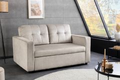 Sofa mit Schlaffunktion SMART 140cm champagner beige hochwertiger Vogue Seiden Samtstoff