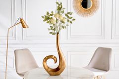 Moderne Vase WAVE 47cm gold Aluminium poliert Dekoration