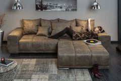Extravaganter Hocker ELEGANCIA 110cm taupe mit Ziersteppung
