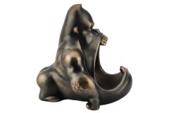 Deko-Figur KING APE 25cm bronze mit Ablagefach handmade Schale
