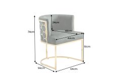 Stilvoller Stuhl ELEGANCE grün Samt gold Edelstahl mit Armlehne