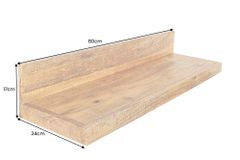 Massives Wandregal MAKASSAR 80cm natur Mangoholz handmade