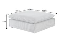 Großer Sitzhocker HEAVEN 100cm hellgrau Cord Federkern Sofahocker abnehmbarer Bezug