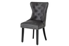Chesterfield Stuhl CASTLE schwarz Kunstleder Massivholz mit Komfortgriff