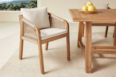 In- und Outdoor Gartenstuhl BALI ROPE natur beige Akazie wetterfest mit Armlehne Kissen