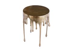 Extravaganter Beistelltisch LIQUID LINE 50cm gold Tropfen-Design Metall Aluminium rund