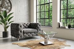Maritimer Couchtisch OCEAN M 60cm silber antik rund Schiffsschraube Glasplatte