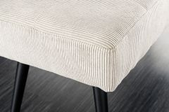 Design Sitzbank BOUTIQUE 100cm beige Cord schwarze Metallbeine Polsterbank