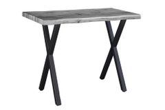 Industrial Bartisch WILD 120cm grau Wildeichen-Design schwarz Metall X-Gestell