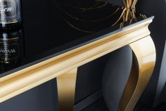 Eleganter Konsolentisch MODERN BAROCK 145cm schwarz gold Opalglas Edelstahlbeine
