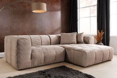 Modernes Ecksofa ZERO GRAVITY 240cm greige Cord 3-Sitzer Couch L-Form