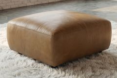 Echtleder Hocker BIG GEORGE 95cm cognac Nosagfederung Taschenfederkern