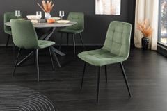 Moderner Design Stuhl TRES CHIC grün Cord schwarze Metallbeine Esszimmer