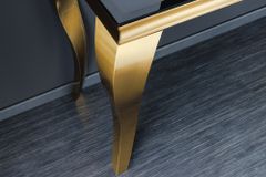 Eleganter Konsolentisch MODERN BAROCK 145cm schwarz gold Opalglas Edelstahlbeine