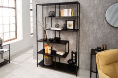 Industrial Bücherregal SLIM LINE 185x114cm Esche schwarz sechs Regalböden