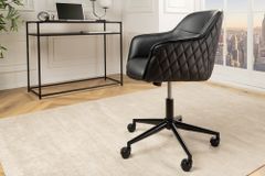 Höhenverstellbarer Bürostuhl EUPHORIA schwarz Kunstleder drehbar Ziersteppung gepolstert