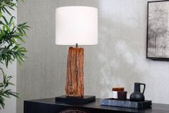 Design Tischlampe ROUSILIQUE 60cm natur weiß rund Treibholz handgearbeitet