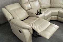 Exklusiver 5er Kinosessel HOLLYWOOD beige Ecksofa Getränkehalter Stauraum