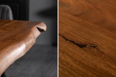 Massivholz Esstisch MAMMUT 220cm natur Akazie Sterngestell schwarz Metall Baumkante