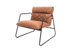 Retro Lounge Sessel MUSTANG LOUNGER antik hellbraun mit Ziersteppung