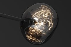 Design Hängelampe LIQUID DIAMOND 100cm smoke schwarz Glas fünf Schirme Kugelleuchte