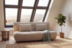 Modernes Schlafsofa ELYPSE 200cm greige Chenille 3-Sitzer Couch inkl. Kissen