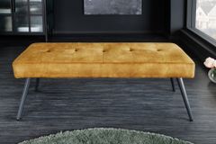 Design Sitzbank BOUTIQUE 100cm senfgelb Samt Metallbeine schwarz
