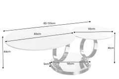 Design Couchtisch DANCING RINGS rost rund drehbar Travertin Keramik schwarz Gestell