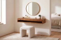 Hängender Konsolentisch PURE 100cm braun Sheeshamholz stone finish Schreibtisch