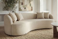 Modernes Sofa ATELIER 230cm beige Samt 3-Sitzer Couch inkl. Kissen
