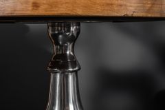 Design Beistelltisch EXTRAVAGANCIA 60cm Mangoholz massiv rund Metall Säulenfuß silber