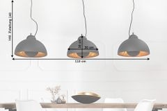 Elegante Hängelampe STUDIO 3 110cm schwarz Blattgold-Optik drei Schirme