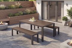 Moderner Gartentisch DESIGNO 205cm dunkelbraun schwarz Aluminium wetterfest