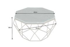 Eleganter Couchtisch DIAMOND 70cm grün messing mit Marmorplatte