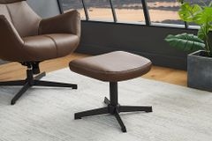 Design Hocker VOGUE 45cm brandy braun Kunstleder drehbar schwarze Metallbeine Fußhocker