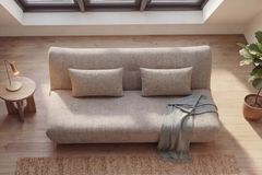Modernes Schlafsofa ELYPSE 200cm greige Chenille 3-Sitzer Couch inkl. Kissen