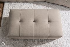 Moderner Hocker ROYAL 120cm greige Veloursstoff Federkern Sitzhocker