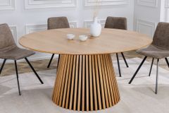 Runder Esstisch VALHALLA WOOD 120cm natur Eichenholz Säulenfuß