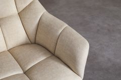 Drehbarer Design Stuhl PAPILLON beige Samt Eiche Massivholz mit Armlehnen