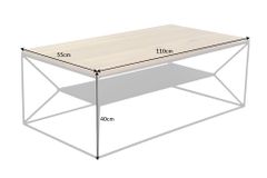 Massivholz Couchtisch ARCHITECTURE 110cm Eiche geölt schwarzes Metallgestell mit Ablage
