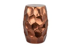Handgefertigter Beistelltisch ORGANIC ORIENT 50cm kupfer Metall Hammerschlag Design Waben rund