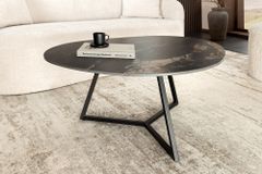 Design Couchtisch MARVELOUS 90cm schwarz gold sand Aurora Oro Keramik Metall